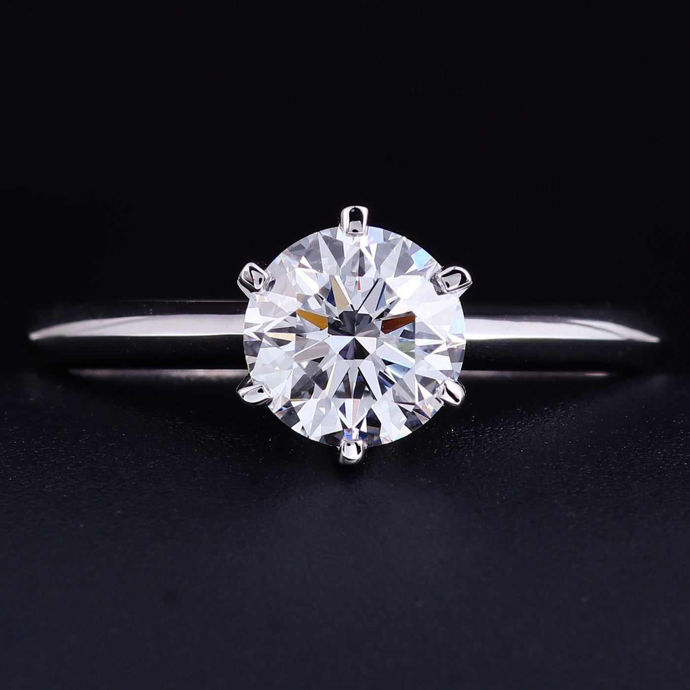 1 Carat Diamond Solitaire Engagement Ring in 18K White Gold | Syleane
