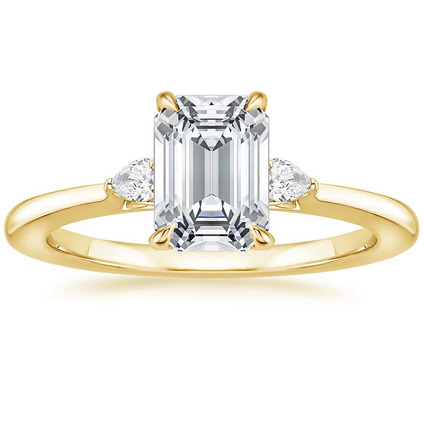 1 Carat Emerald Cut Diamond Three-Stone Ring 18K Gold Plated 925 | Syleane