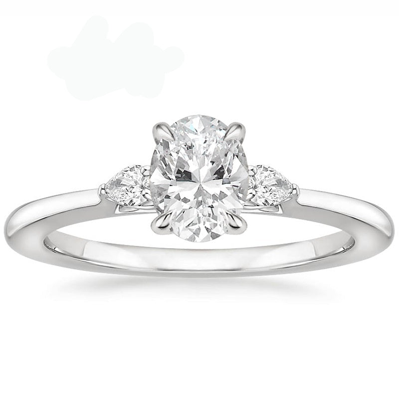 1 Carat Diamond Three-Stone Ring 18K White Gold Plated 925 | Syleane