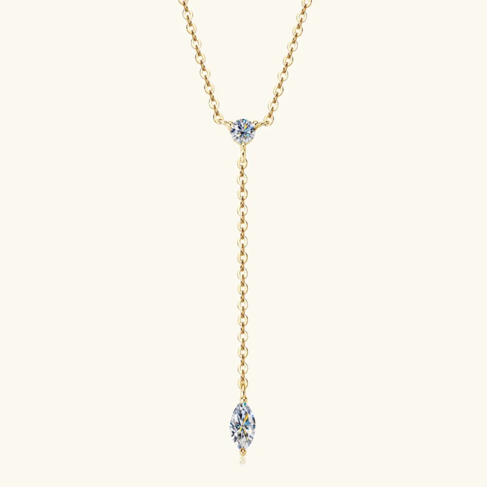 Moissanite Y Necklace in 925 Sterling Silver for Women – Syleane