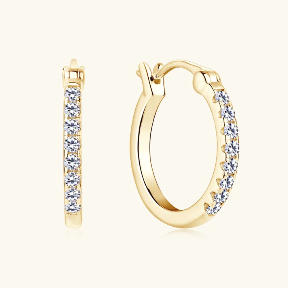 Gold Moissanite Huggie Hoop Earrings in 925 Silver – Syleane