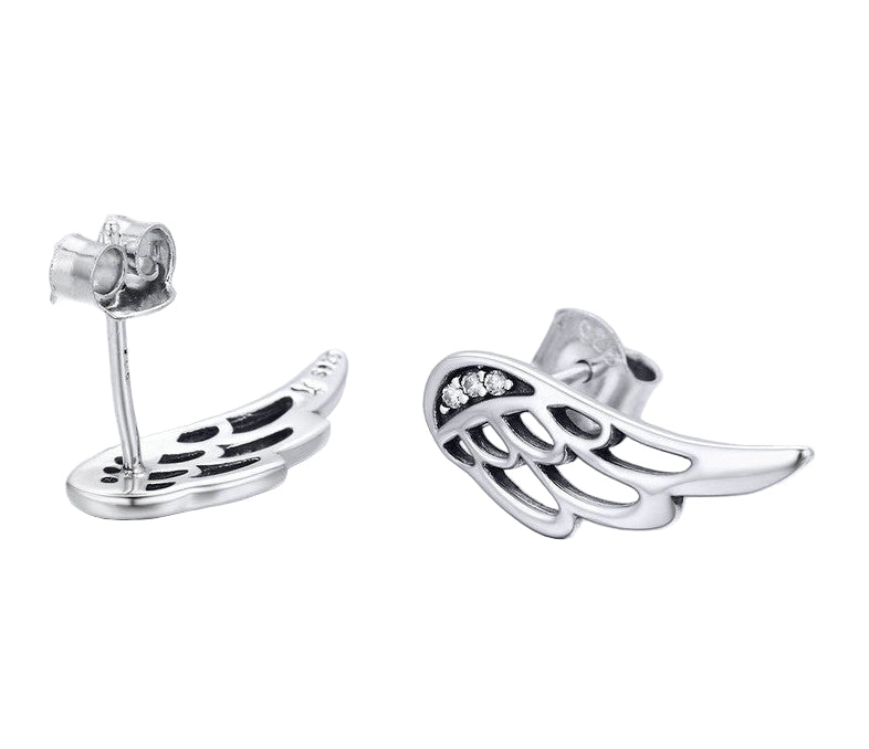 925 Sterling Silver Wing Earrings – Angel Wings Studs for Women | Syleane