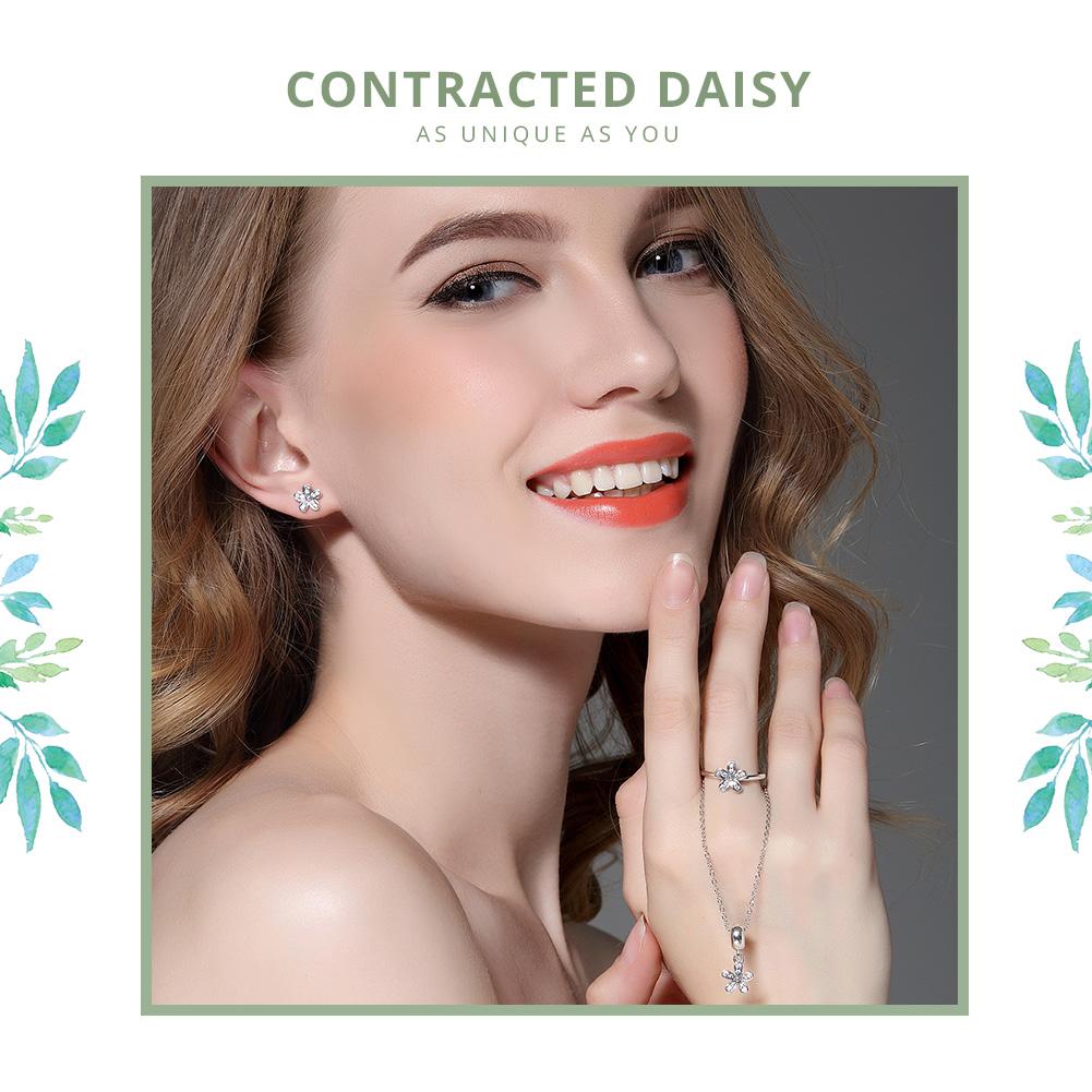 Dainty Daisy Flower Ring in 925 Silver – Cubic Zirconia by Syleane