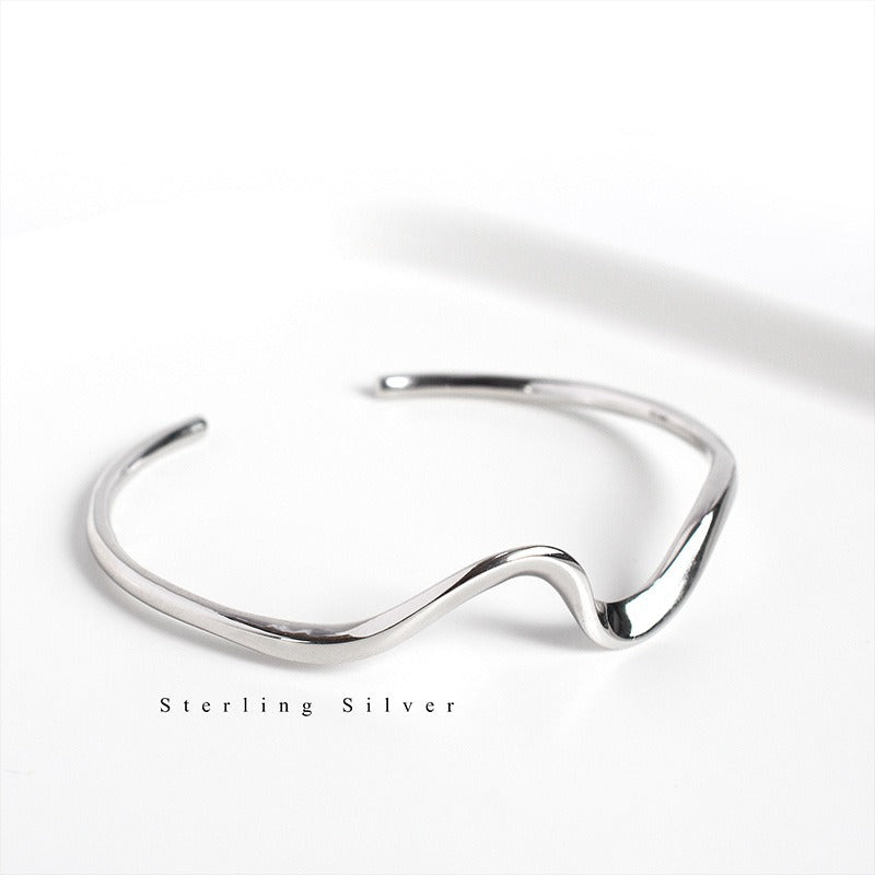 Syleane Wave Cuff – 925 Sterling Silver Minimalist Bracelet