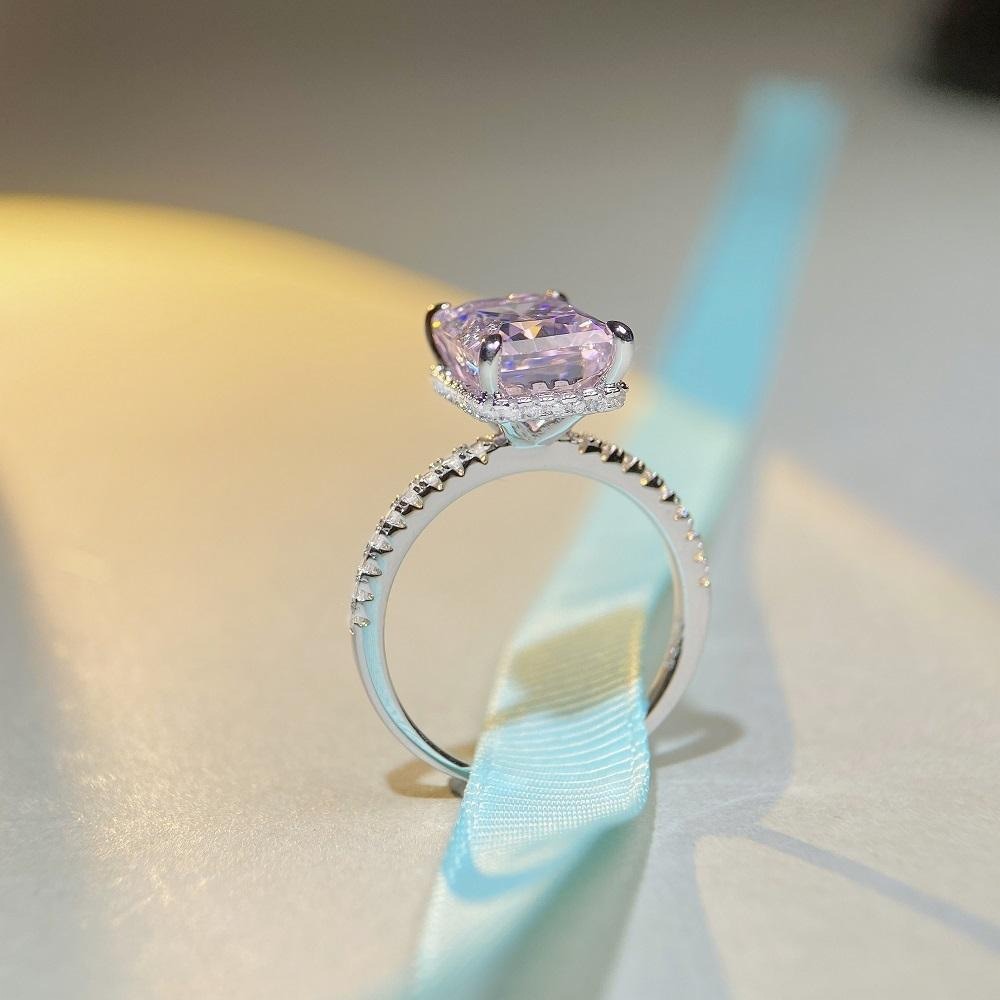 Radiant Cut Pink Stone Ring 925 Sterling Silver – Syleane