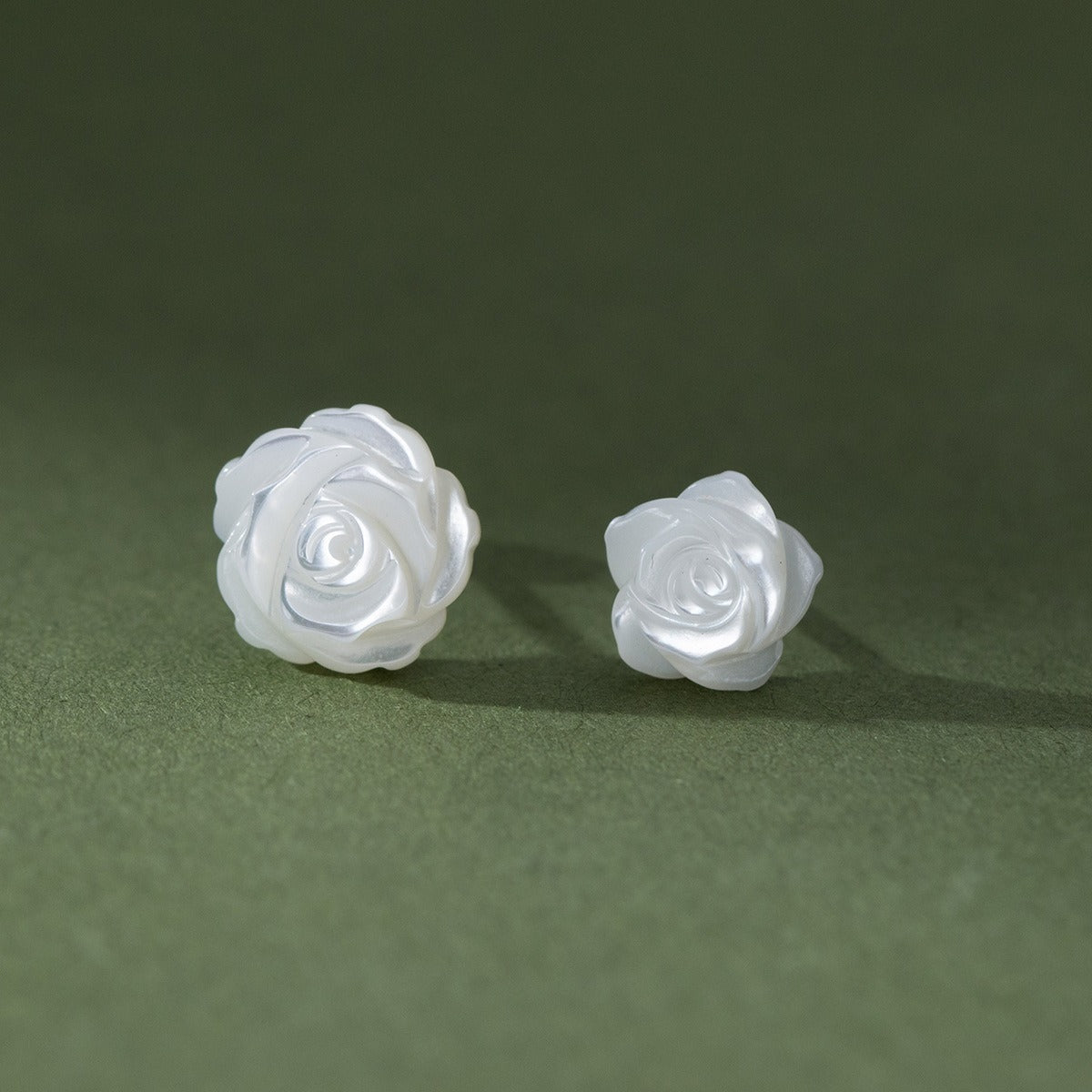 925 Sterling Silver Rose Stud Earrings – White Camellia Flower | Syleane