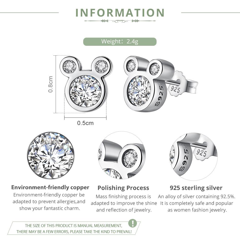 Sparkling Mouse Silhouette Stud Earrings in 925 Silver – Syleane