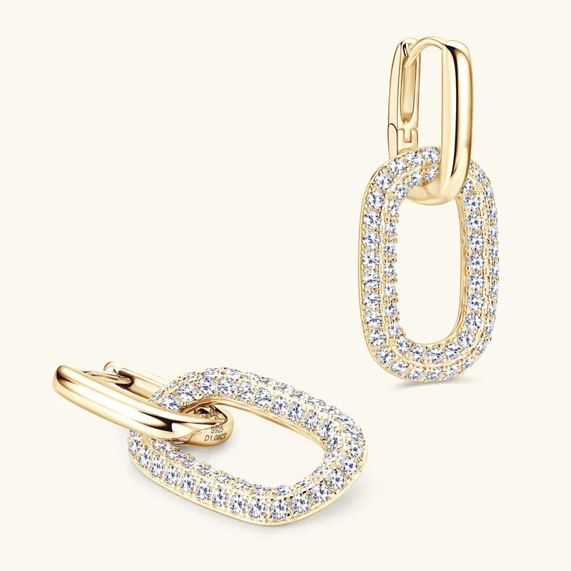 2.16ct Moissanite Link Drop Earrings in 925 Silver – Syleane