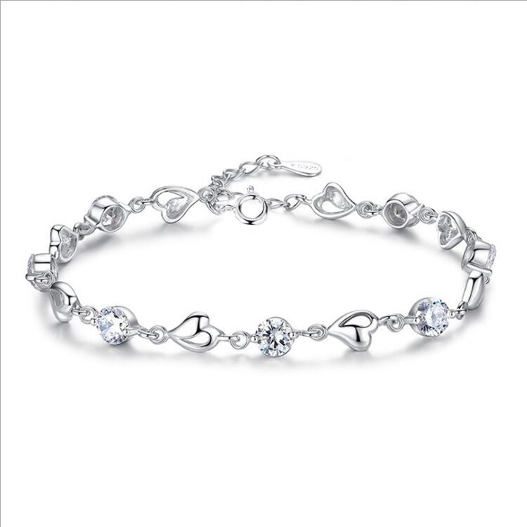 925 Sterling Silver Heart Bracelet – Delicate Love Charm | Syleane
