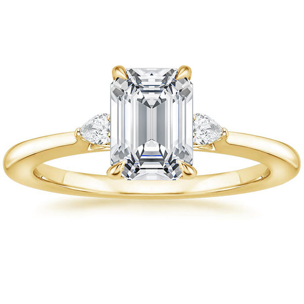 1 Carat Emerald Cut Diamond Three-Stone Ring 18K Gold Plated 925 | Syleane