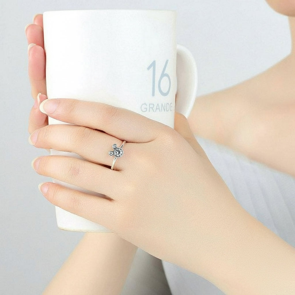 Sparkling Mouse Silhouette Ring in 925 Silver – Syleane