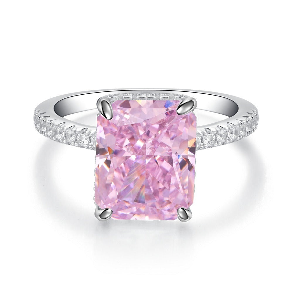Radiant Cut Pink Stone Ring 925 Sterling Silver – Syleane