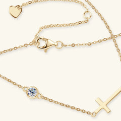 925 Sterling Silver Moissanite Cross Necklace – Elegant Pendant | Syleane