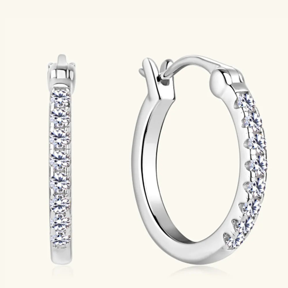 Gold Moissanite Huggie Hoop Earrings in 925 Silver – Syleane