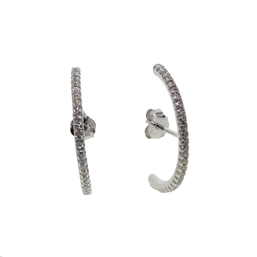 Slim Zircon Bar Earrings in 925 Silver – Syleane