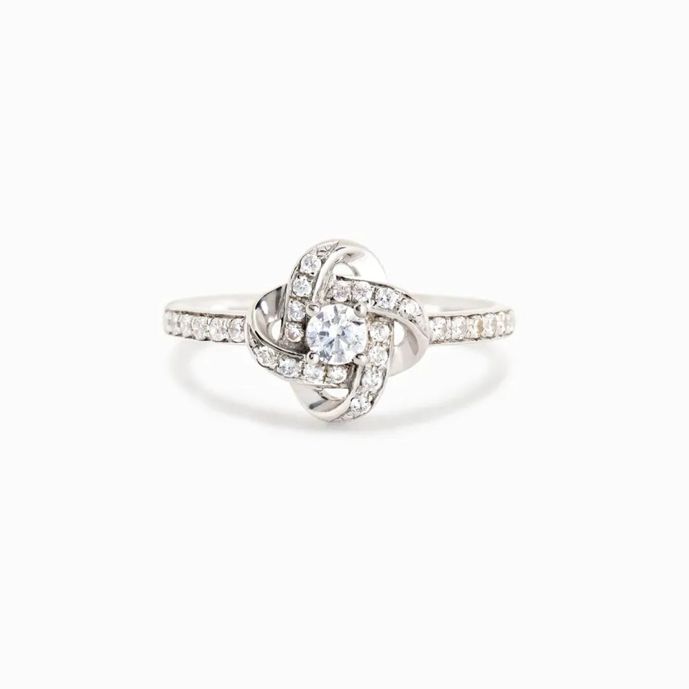 Sterling Silver Knot Engagement Ring with Cubic Zirconia – Syleane