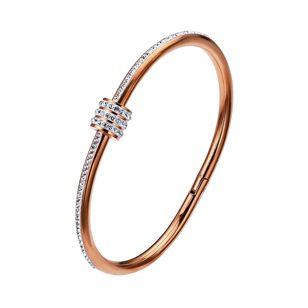 Gold‑Plated Titanium Steel Bangle Bracelet – Elegant Women’s Jonc | Syleane