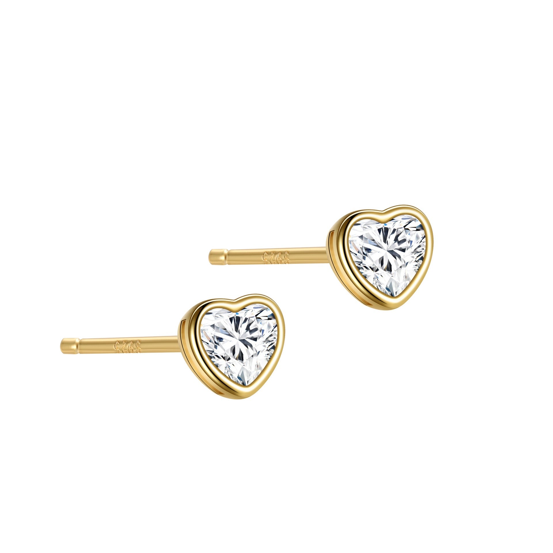 925 Sterling Silver Heart Zircon Stud Earrings – Minimal & Elegant | Syleane