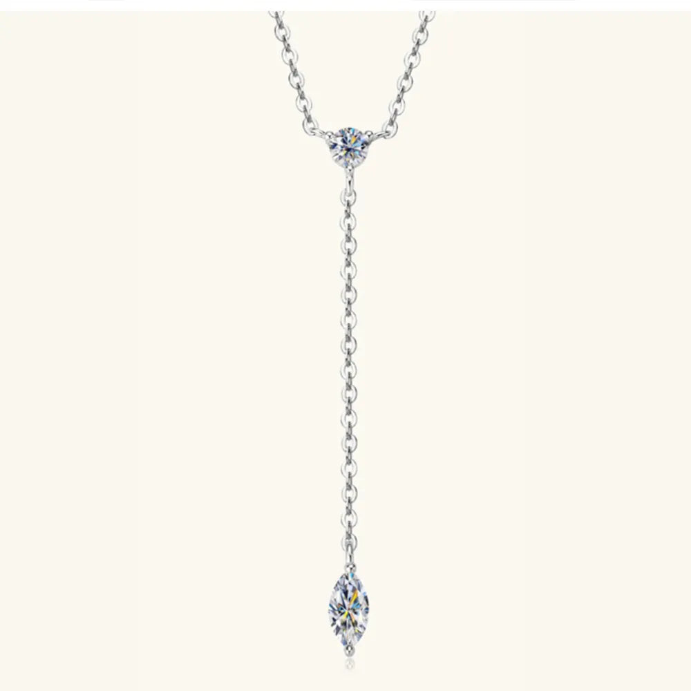 Moissanite Y Necklace in 925 Sterling Silver for Women – Syleane