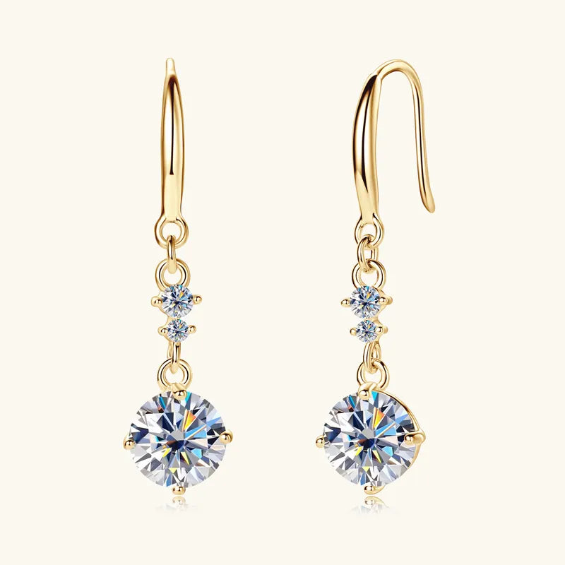2 ct Moissanite Drop Earrings in 925 Sterling Silver – Elegant Dangle Hoops | Syleane