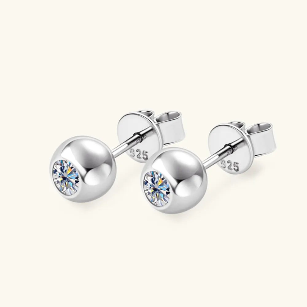Classic Moissanite Stud Earrings 925 Silver – D‑Color Solitaire | Syleane