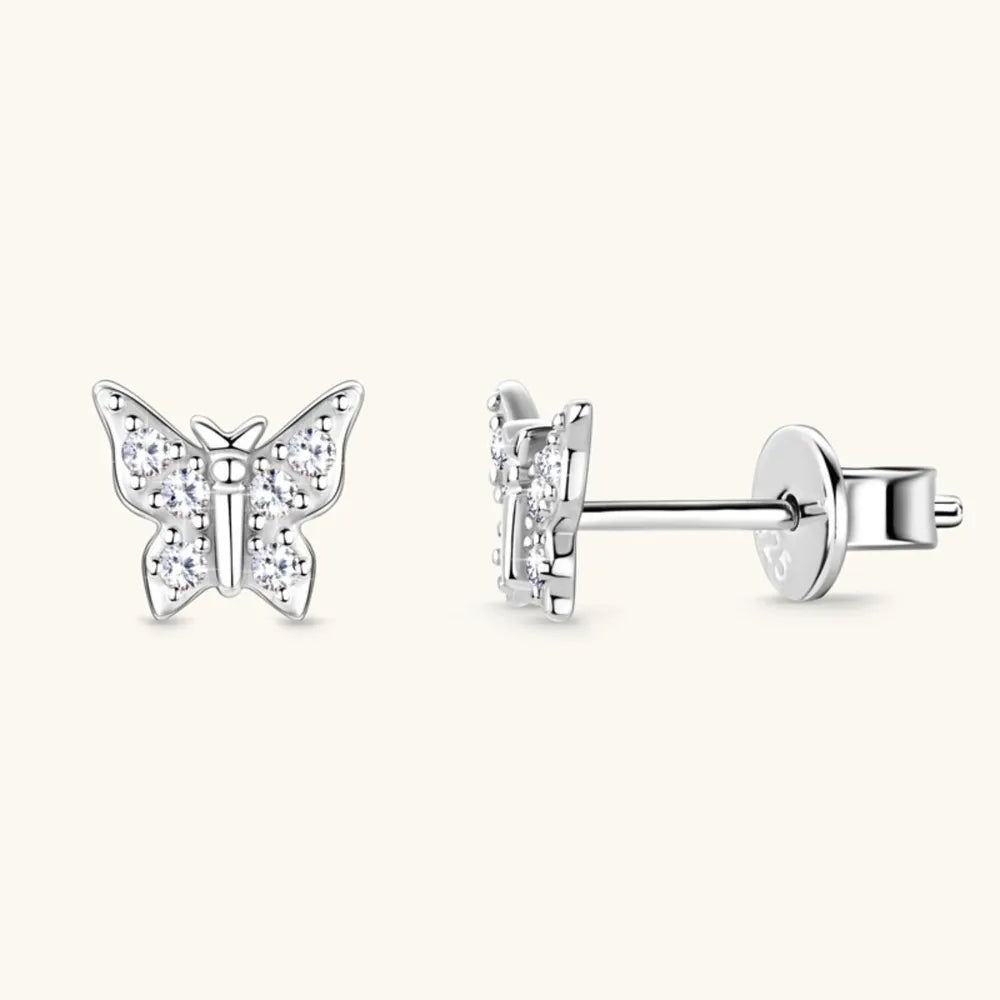 Moissanite Butterfly Stud Earrings 925 Sterling Silver – Syleane
