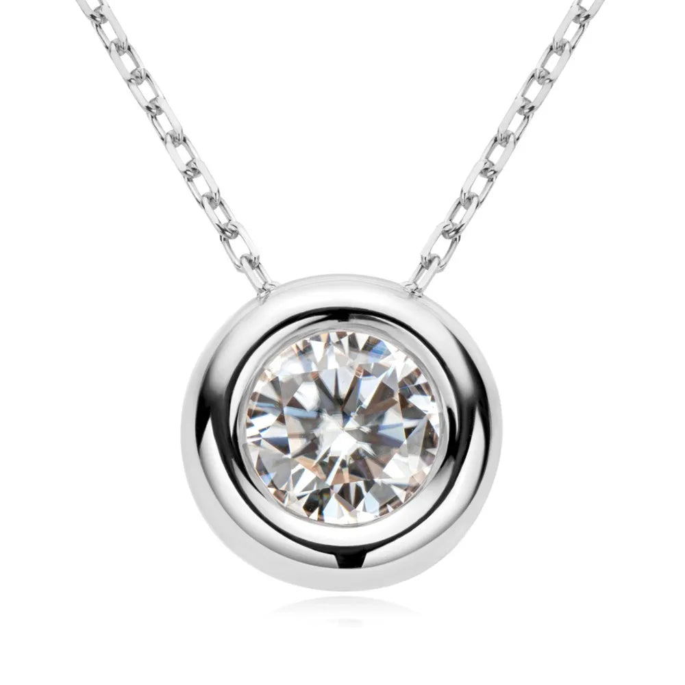 1ct Moissanite Solitaire Necklace 925 Sterling Silver – Syleane