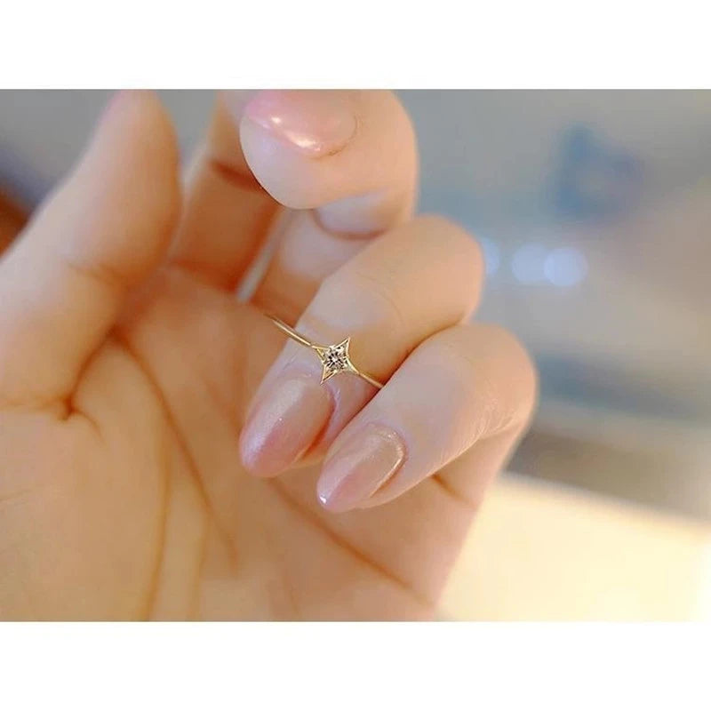 Dainty Gold Star Zircon Ring in 925 Silver – Syleane