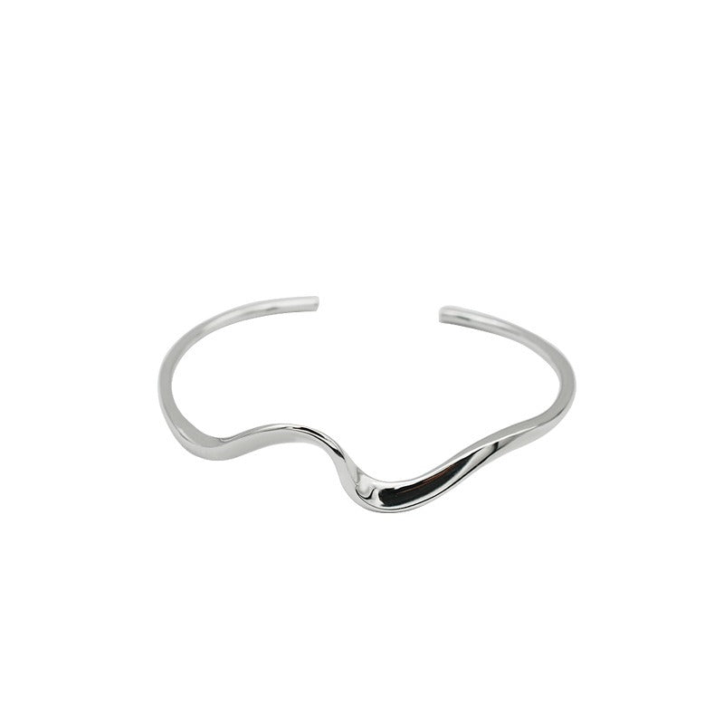 Syleane Wave Cuff – 925 Sterling Silver Minimalist Bracelet