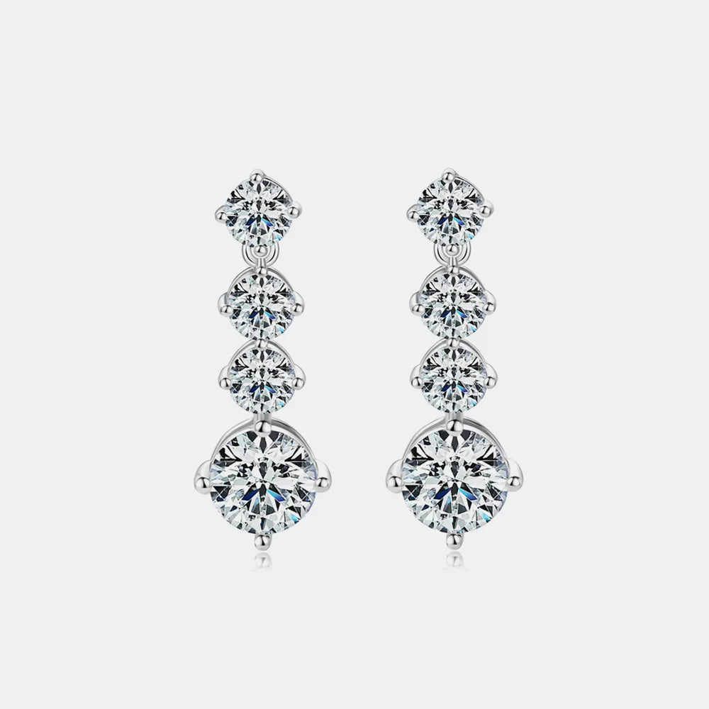 4ct Moissanite Graduated Drop Earrings in 925 Silver – Syleane