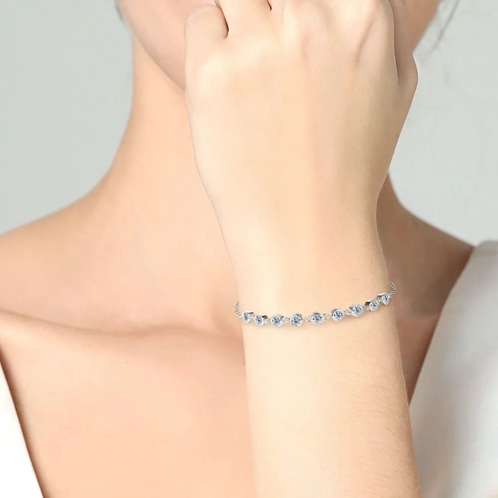 Dainty Moissanite Tennis Bracelet in 925 Silver – Syleane