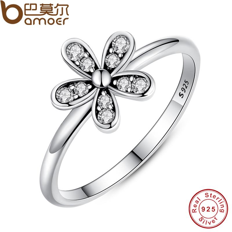 Dainty Daisy Flower Ring in 925 Silver – Cubic Zirconia by Syleane