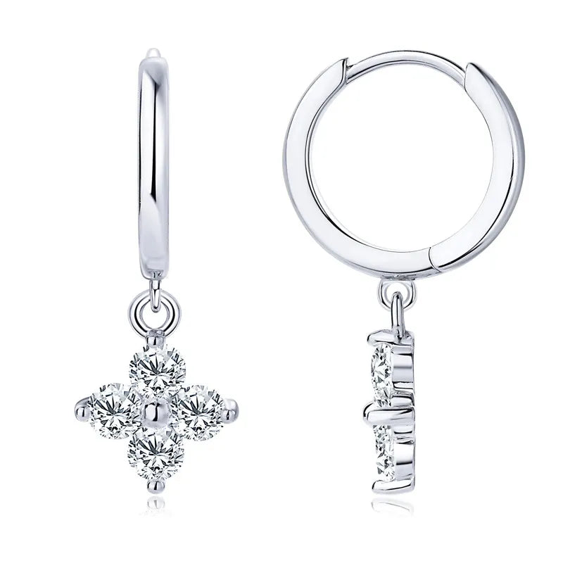 925 Silver Moissanite Hoop Drop Earrings – Sparkling Huggie Hoops | Syleane