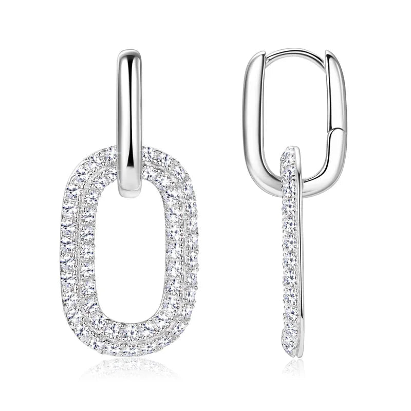 2.16ct Moissanite Link Drop Earrings in 925 Silver – Syleane