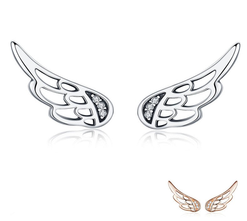 925 Sterling Silver Wing Earrings – Angel Wings Studs for Women | Syleane