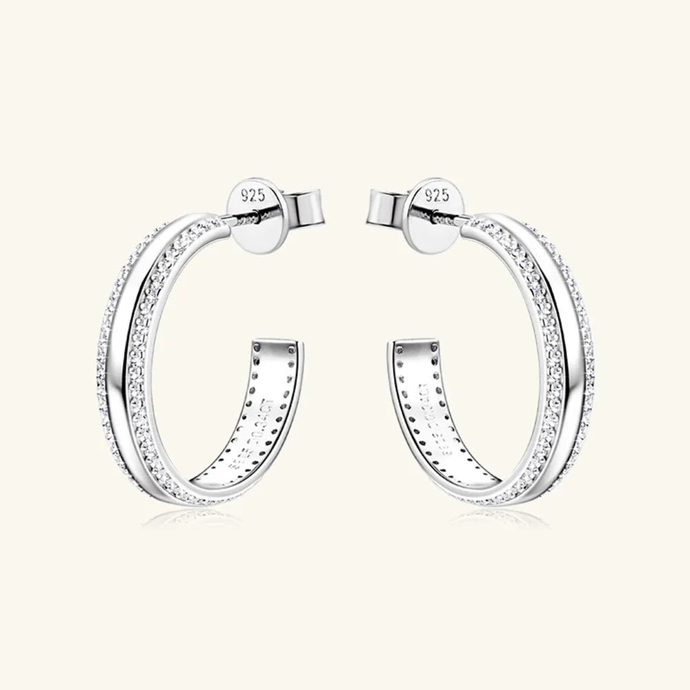 Gold Moissanite C-Hoop Earrings 925 Sterling Silver – Syleane