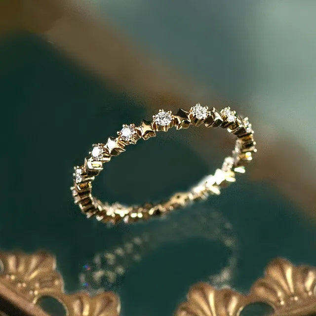 Star Eternity Zircon Ring 925 Sterling Silver Gold Plated | Syleane