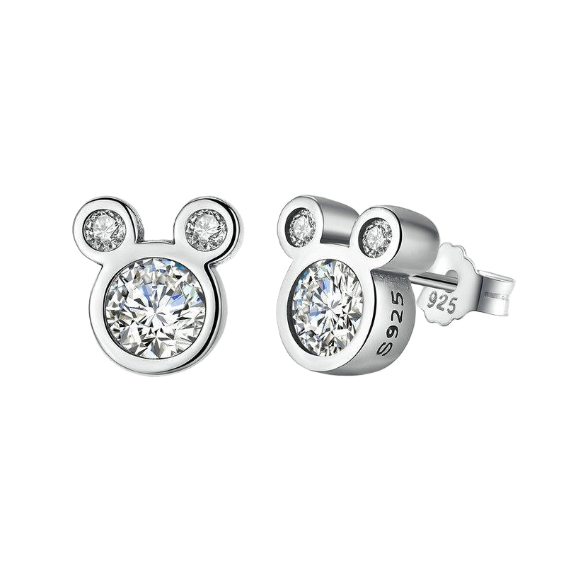 Sparkling Mouse Silhouette Stud Earrings in 925 Silver – Syleane