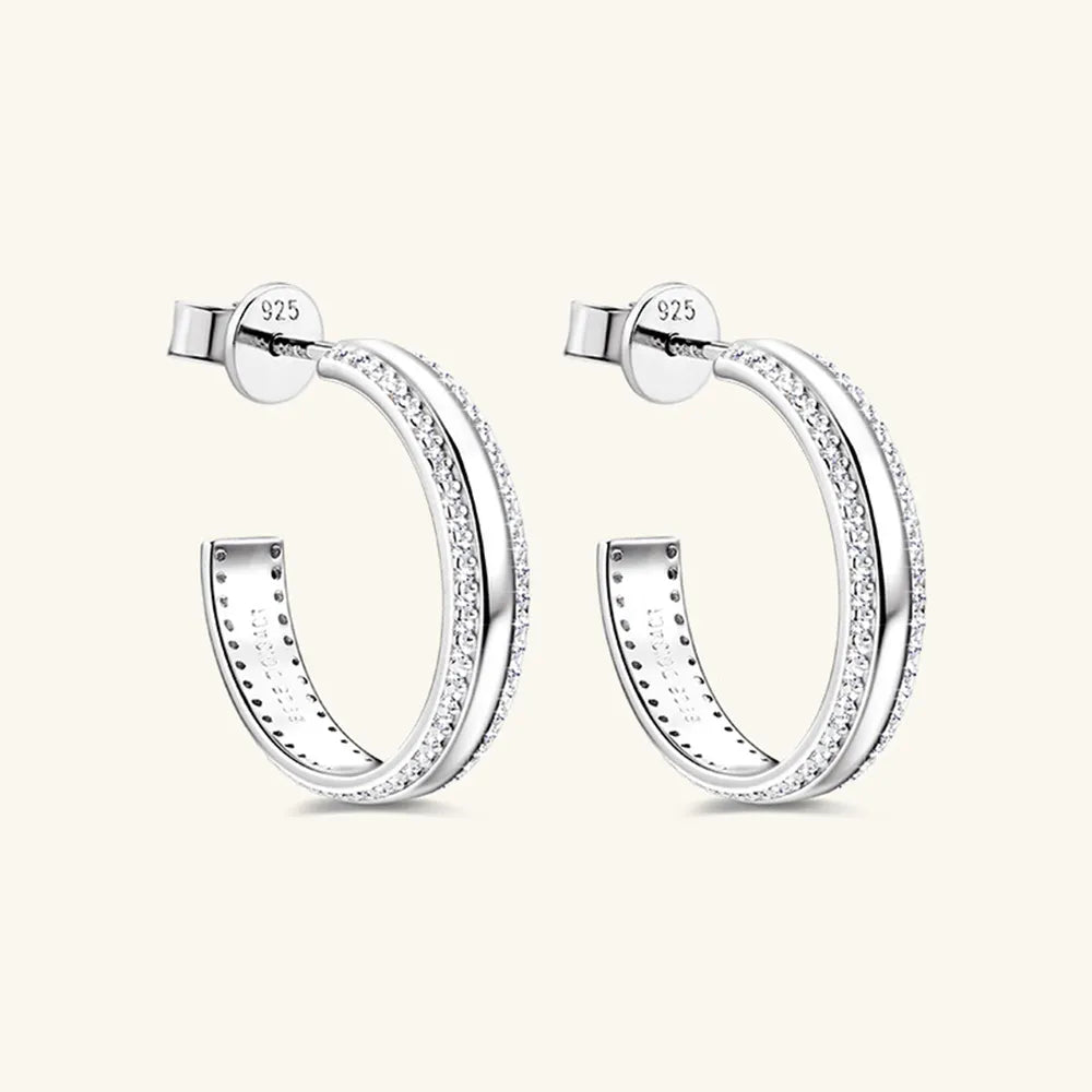 Gold Moissanite C-Hoop Earrings 925 Sterling Silver – Syleane