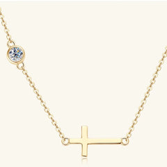 925 Sterling Silver Moissanite Cross Necklace – Elegant Pendant | Syleane