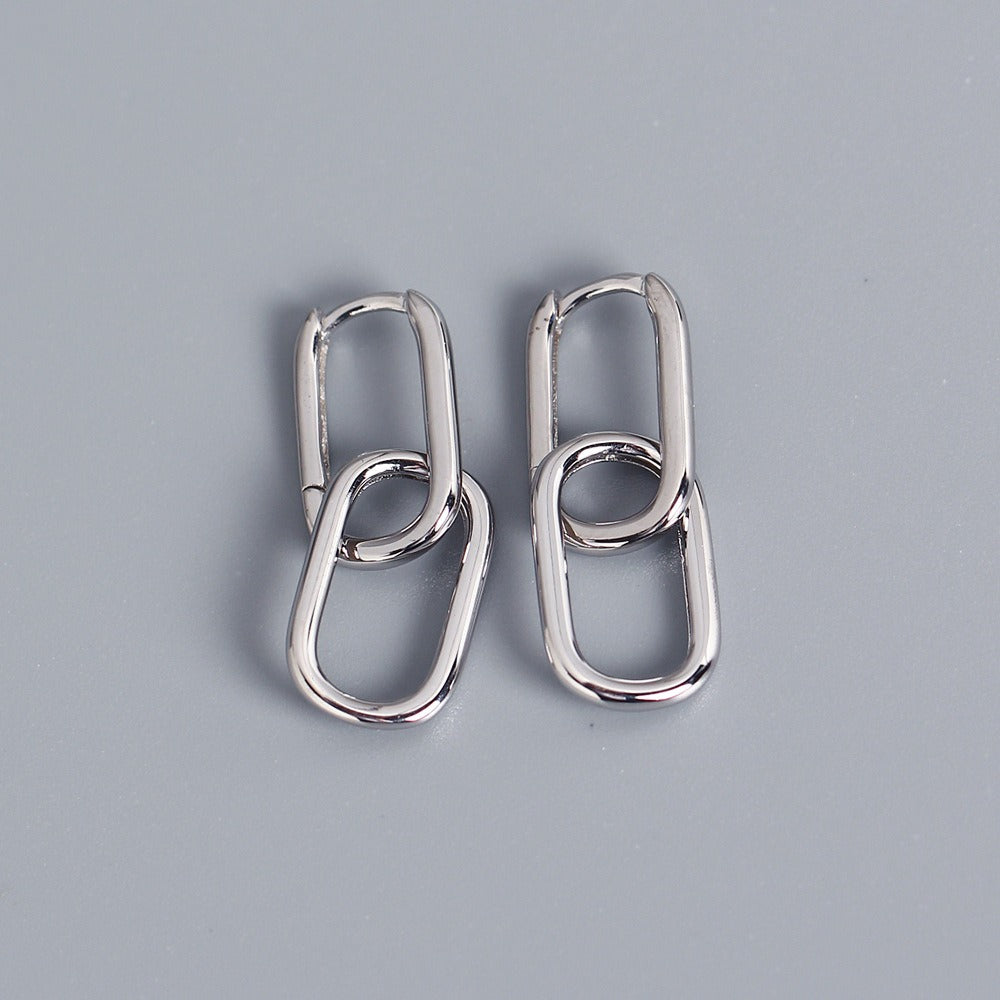 925 Sterling Silver Oval Link Drop Earrings – Minimal Gold Plated | Syleane