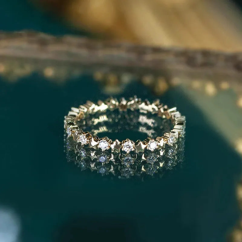 Star Eternity Zircon Ring 925 Sterling Silver Gold Plated | Syleane
