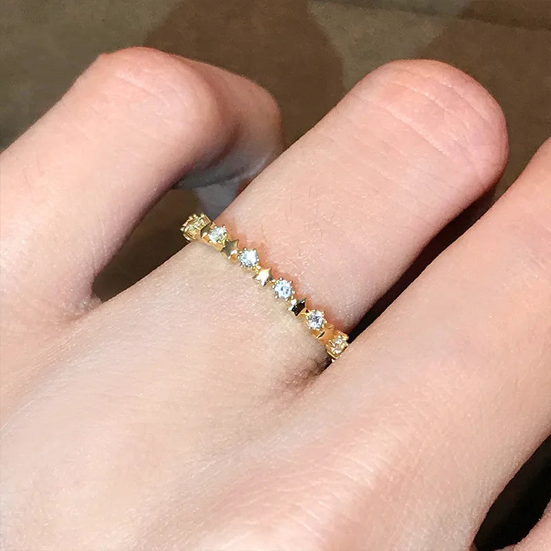 Star Eternity Zircon Ring 925 Sterling Silver Gold Plated | Syleane