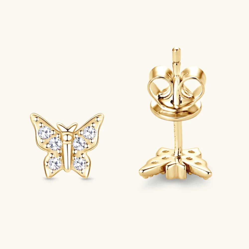 Moissanite Butterfly Stud Earrings 925 Sterling Silver – Syleane