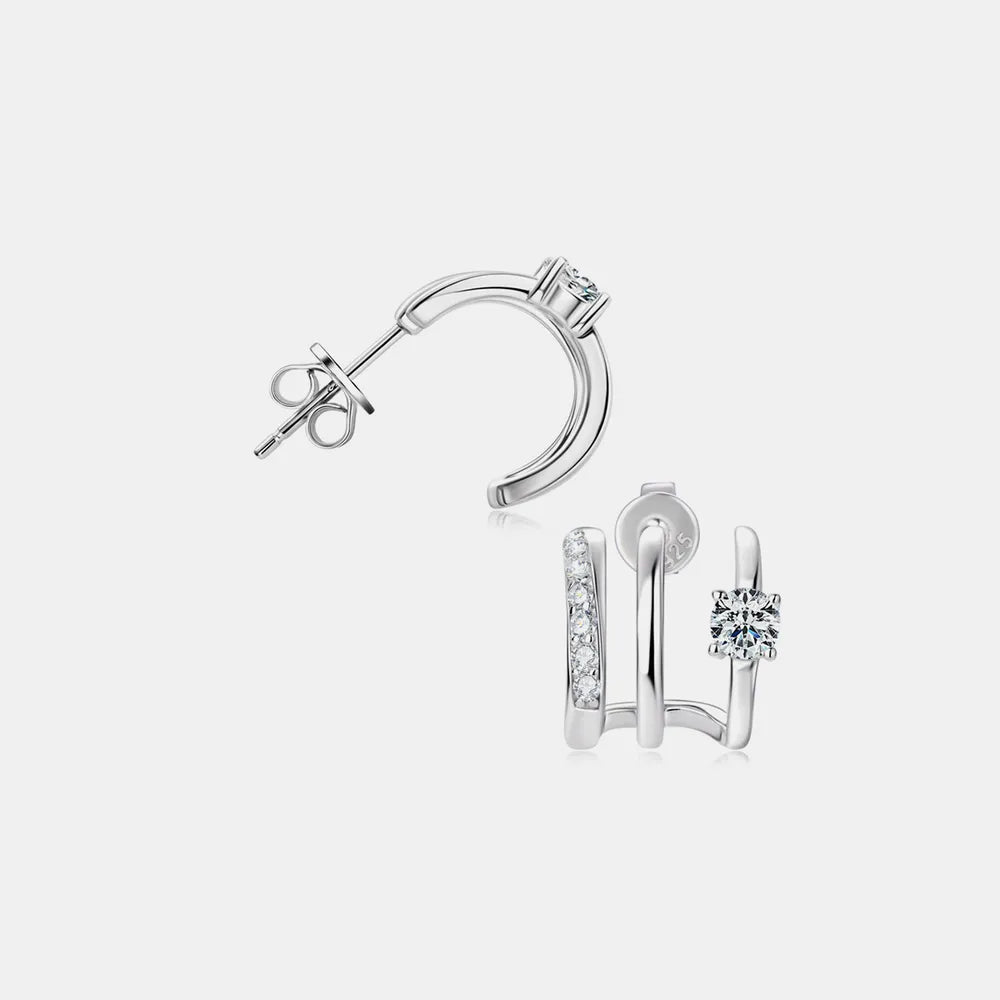 Moissanite C-Hoop Earrings in 925 Sterling Silver – Syleane