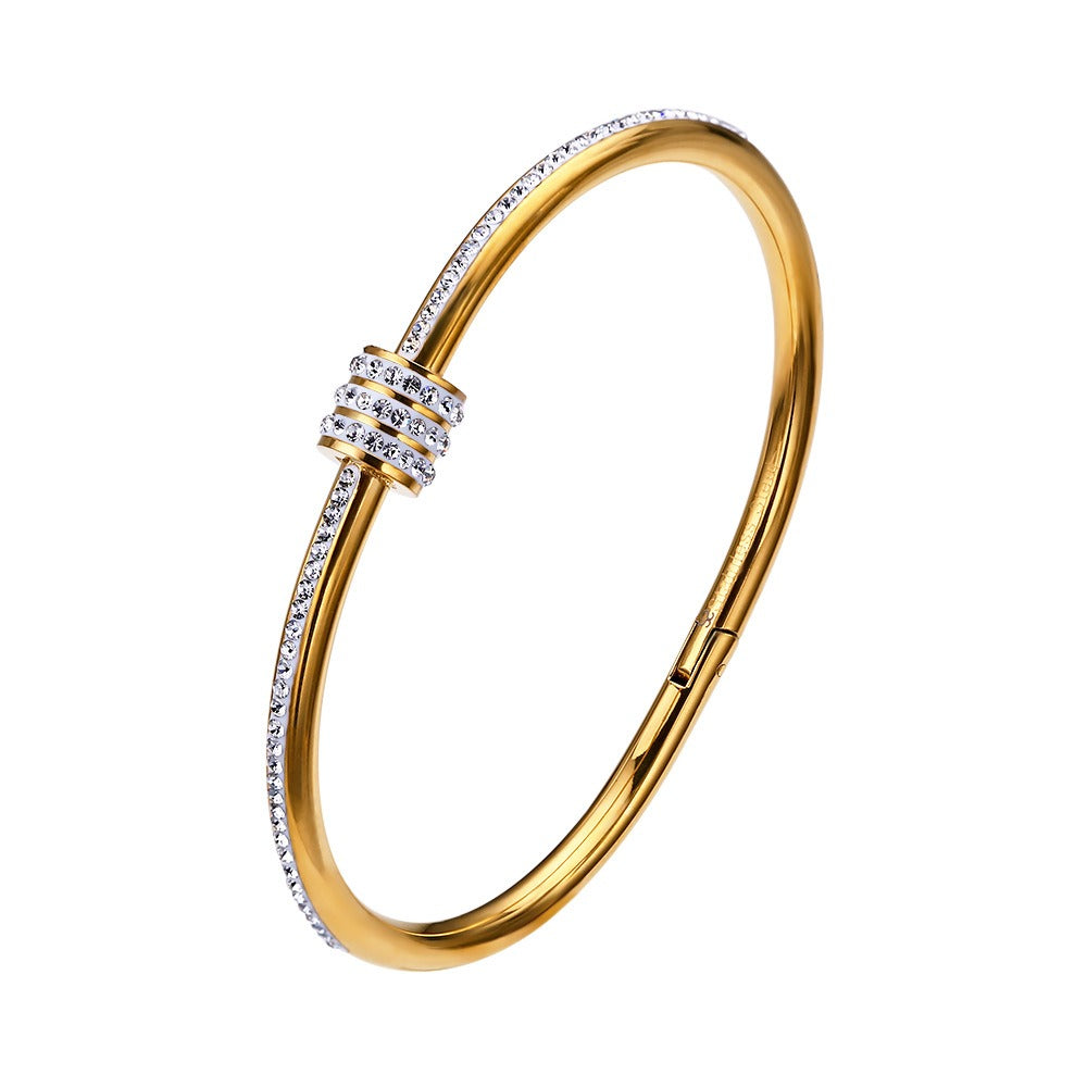 Gold‑Plated Titanium Steel Bangle Bracelet – Elegant Women’s Jonc | Syleane