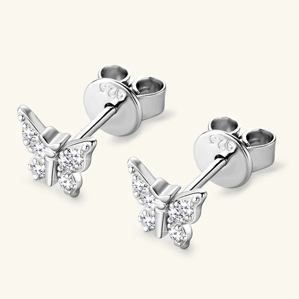 Moissanite Butterfly Stud Earrings 925 Sterling Silver – Syleane