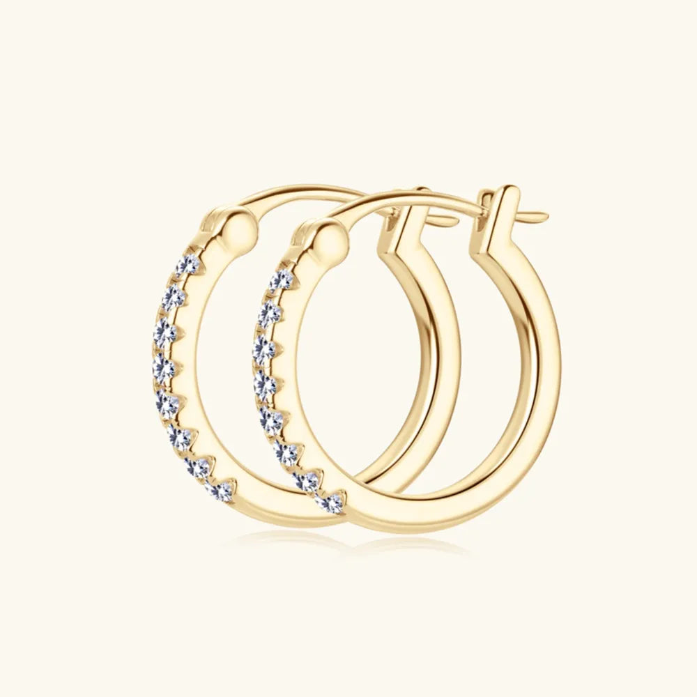 Gold Moissanite Huggie Hoop Earrings in 925 Silver – Syleane