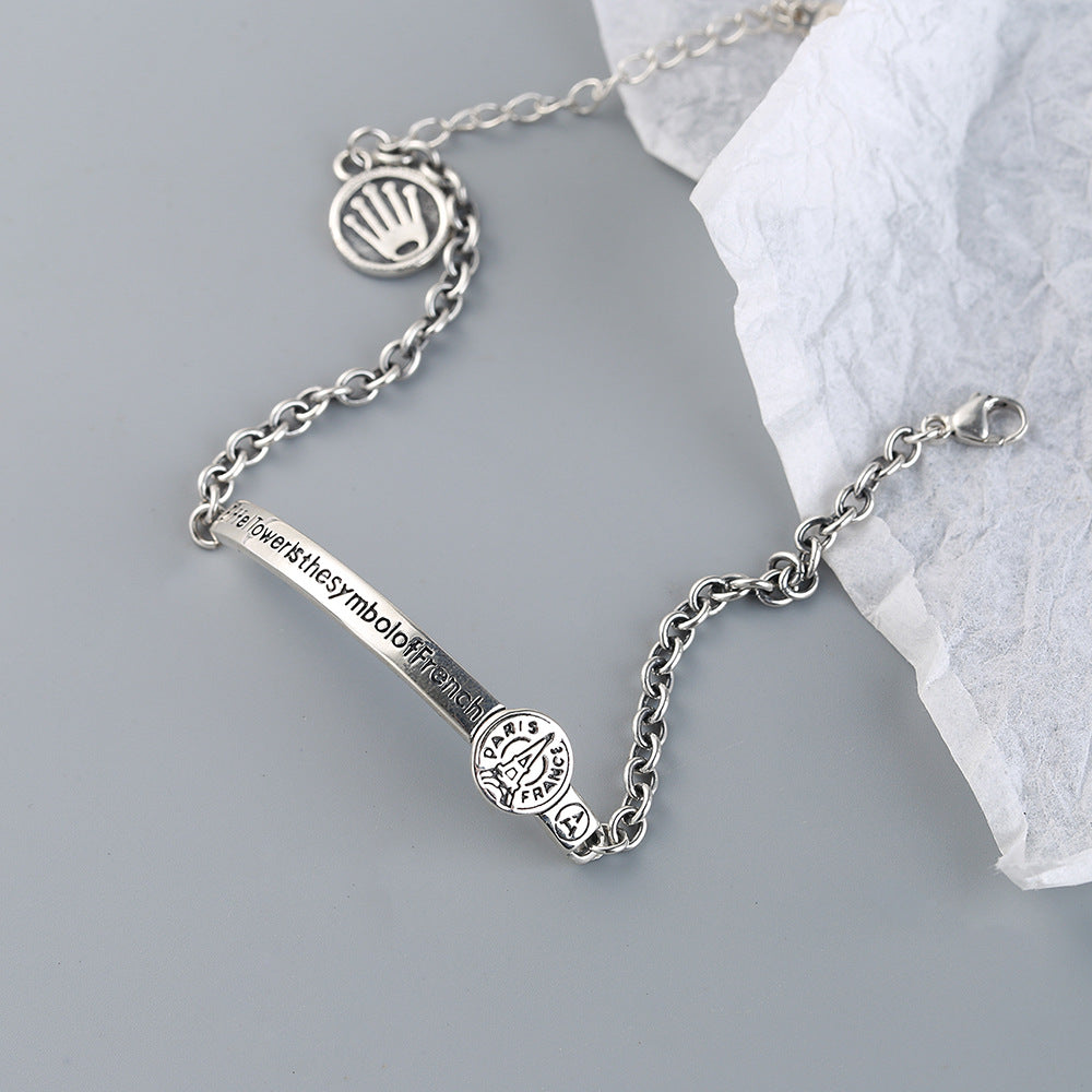 925 Sterling Silver Bar Anklet – Delicate Chain by Syleane