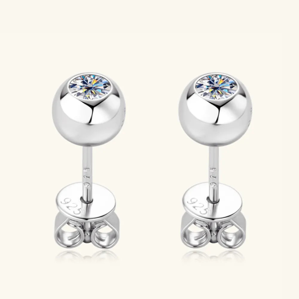 Classic Moissanite Stud Earrings 925 Silver – D‑Color Solitaire | Syleane